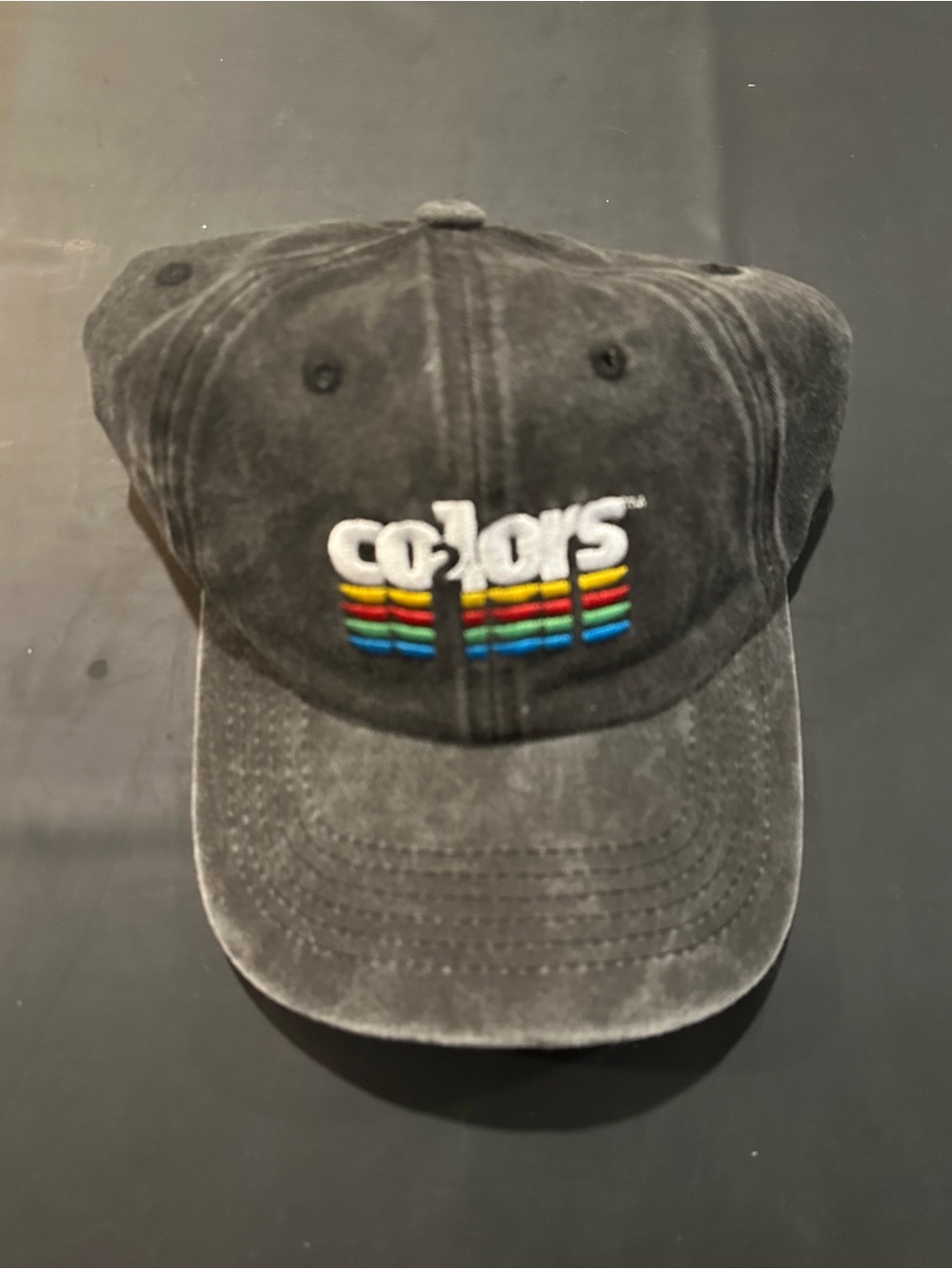 Colors Embroidered Black Washed Baseball Cap